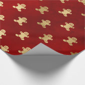 Elegant roodbruin kerstontbijtpatroon cadeaupapier (Hoek)