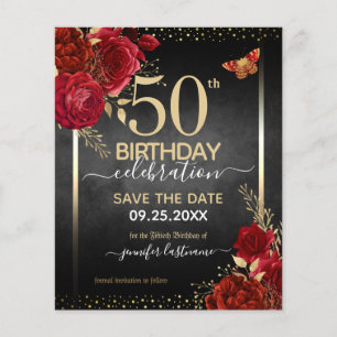 Elegant Roos 50e verjaardag Opslaan van de datumbe