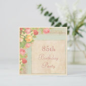 Elegant  Roos 85th Birthday Party Kaart (Staand voorkant)