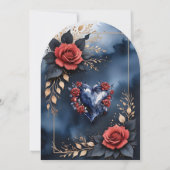 Elegant roos arrangement met goudkleurig blad kaart (Achterkant)