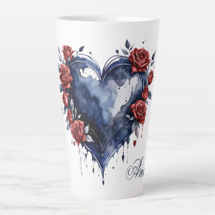 Elegant roos arrangement met goudkleurig blad latte mok