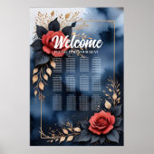 Elegant roos arrangement met goudkleurig blad poster (Voorkant)