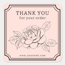 Elegant Roos "Bedankt voor uw bestelling" Vierkante Sticker