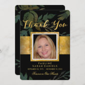 Elegant Roos Black & Gold Photo Hartelijk dank Bedankkaart (Voorkant / Achterkant)