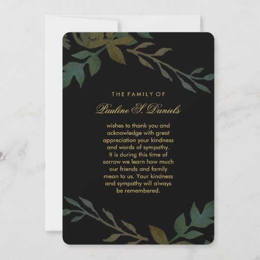 Elegant Roos Black & Gold Photo Hartelijk dank Bedankkaart (Achterkant)