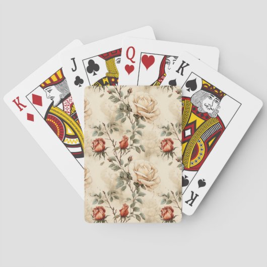 Elegant  Roos Bloem Beige Bloemen Pokerkaarten (Achterkant)