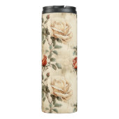 Elegant  Roos Bloem Beige Bloemen Thermosbeker (Achterkant)