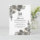 Elegant Roos Bloem Zwart & Goud Verjaardag Kaart (Staand voorkant)