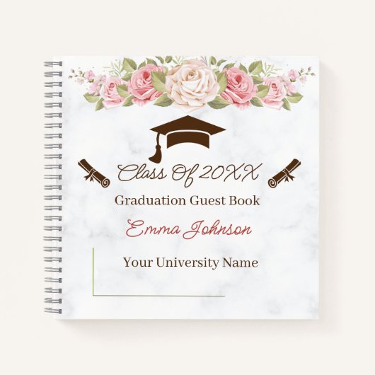 Elegant Roos Bloemen  Afstuderen Notitieboek (Voorkant)