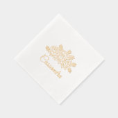 Elegant Roos Bloemen Boeket Aangepaste Naam Folie Servetten (Rechts)