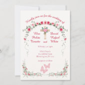 Elegant Roos Bloemen Christelijke bruiloft uitnodi Kaart (Voorkant)
