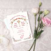 Elegant Roos Bloemen Christelijke bruiloft uitnodi Kaart