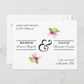 Elegant Roos Bloemen Moderne bruiloft Save the Dat Briefkaart (Voorkant / Achterkant)