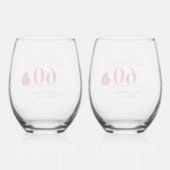 Elegant roos bloemig 60e Jubileum naamdatum Wijnglas Zonder Voet (Achterkant)