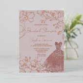 Elegant Roos & Blush Vrijgezellenfeest Roos Gold Folie Uitnodiging (Staand Voorkant)