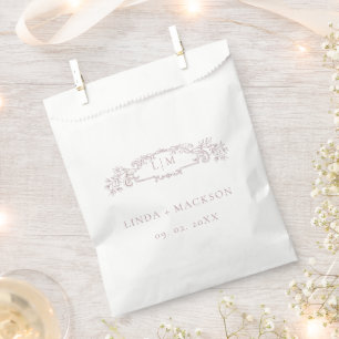 Elegant Roos botanische kam monogram bruiloft Bedankzakje