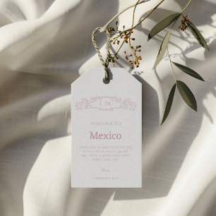 Elegant Roos botanische kam monogram bruiloft Cadeaulabel