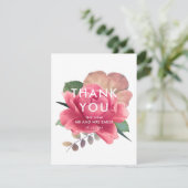 Elegant roos bruiloft bedankkaart (Staand voorkant)