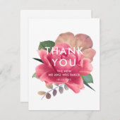 Elegant roos bruiloft bedankkaart (Voorkant / Achterkant)