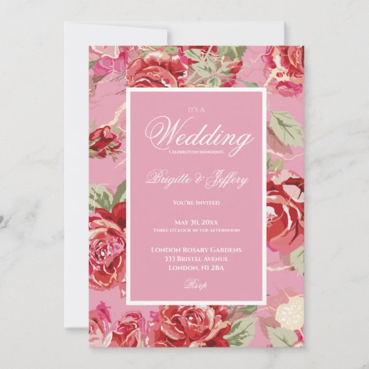Elegant roos bruiloft kaart (Voorkant)