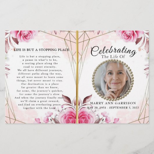 Elegant Roos Celebration of Life Programme (Voorkant)