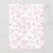 Elegant Roos Chinoiserie Bloemenbruiloft Details Informatiekaartje (Achterkant)