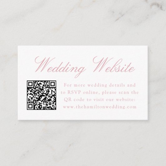 Elegant Roos Chinoiserie Bruiloft Website QR Code Informatiekaartje (Voorkant)