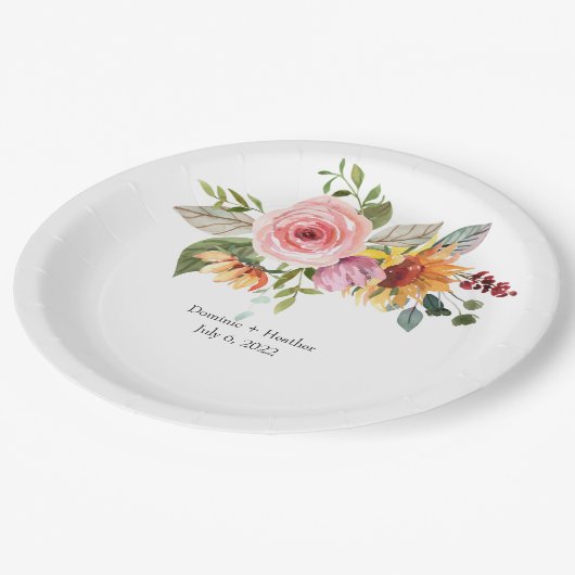 Elegant Roos chique bruiloft Papieren Bordje (Gekanteld)