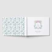 Elegant Roos Crest w / Bow | Monogram bruiloft Gastenboek (Volledig)