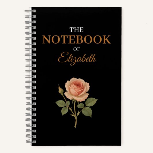 Elegant Roos Custom Glitter Black Journal Notitieboek (Voorkant)