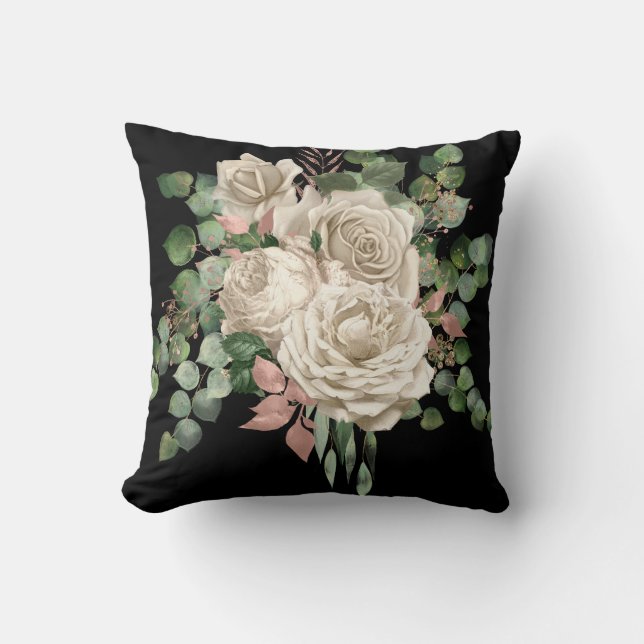 ELEGANT ROOS EUCALYPTUS CUSHION BLACK KUSSEN (Voorkant)