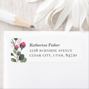 Elegant Roos Floral Botanische bruiloft adres Etiket