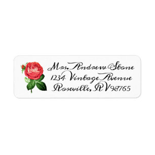 Elegant Roos Floral Feminine Adres Etiket