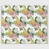 Elegant  Roos Floral Glossy Wedding Cadeaupapier (Vlak)
