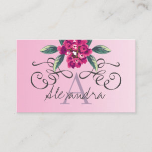 Elegant Roos Floral Monogram Classy Visitekaartje
