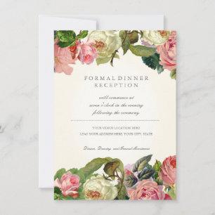 Elegant  Roos Floral Pink Yellow Reception Kaart