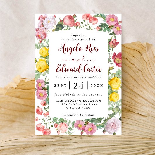Elegant Roos Florals Weddenschap Save The Date