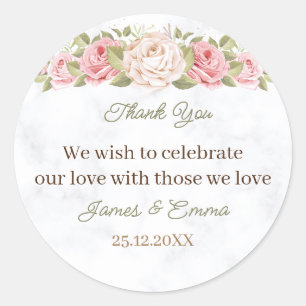 Elegant Roos Flower Custom Wedding Ronde Sticker