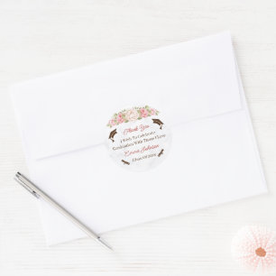 Elegant Roos Flower Gepersonaliseerd Afstuderen Ronde Sticker