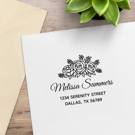 Elegant Roos Flowers Bouquet Adres 2 Rubberstempel