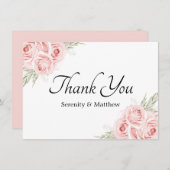 Elegant Roos Garden Pink Floral Wedding Bedankkaart (Voorkant / Achterkant)