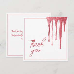 Elegant Roos Glitter Drip Sweet 16 Birthday Bedankkaart