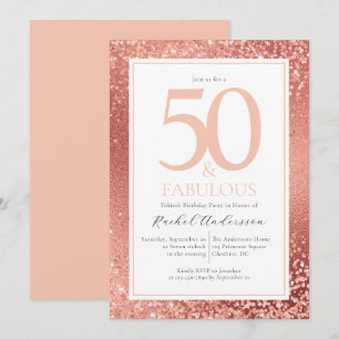 Elegant Roos Gold 50 en Fabulous 50th Birthday in Kaart