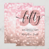 Elegant Roos Gold 50e verjaardag Kaart (Voorkant / Achterkant)