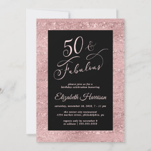 Elegant Roos Gold 50th Birthday Party Invitation Kaart