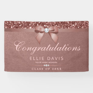 Elegant Roos Gold Afstuderen Diamonds Bow Glitter Spandoek