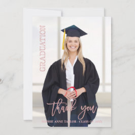 Elegant Roos Gold Afstuderen Hartelijk dank Bedankkaart