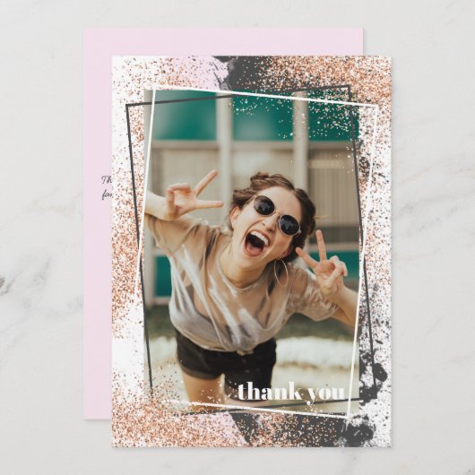 Elegant Roos Gold Afstuderen Hartelijk dank Kaart (Voorkant / Achterkant)