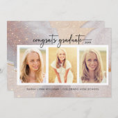 Elegant Roos Gold Afstuderen Kaart (Voorkant / Achterkant)