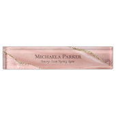 Elegant Roos Gold Agate Geode Professional Naambordje (Voorkant)